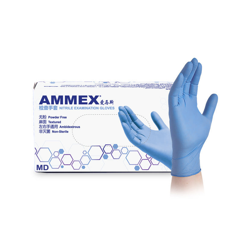 Disposable Blue Inspection Nitrile Rubber Gloves - NON-LATEX